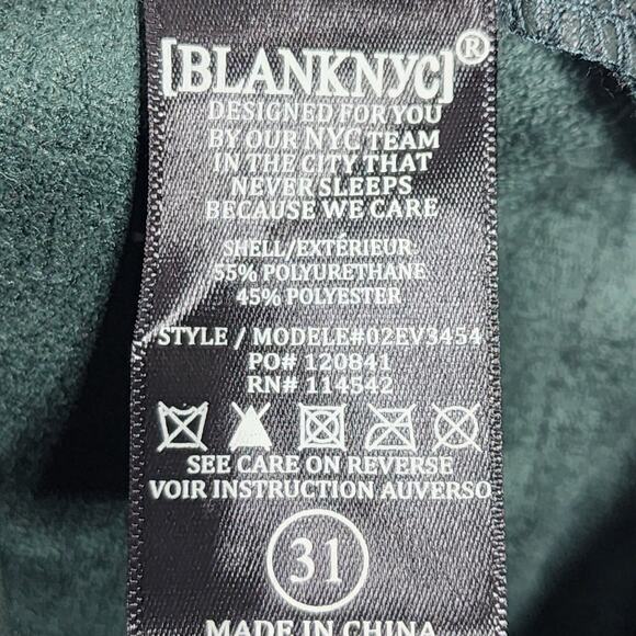 NWT Blank NYC Franklin Faux Suede Leather Dark Green Cargo Pants Size 31 - Picture 6 of 7